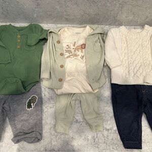 Bundle lot of three baby boy outfits. Size 0 to 3 or three months.